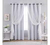 Anytime Home Curtains 52 x 63L Grey White Blackout Blackout Eyelet Curtains
