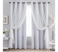 Anytime Home Curtains - Pair of Blackout and Sheer Window Curtains, Solid Color, with Grommets at the Top, 52 inches wide x 72 inches long, Slate Grey