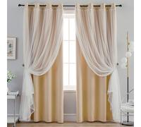 Anytime Home Curtains Window Curtain, Opaque Curtains, Blackout, with Eyelets, 52 x 63 in, Beige