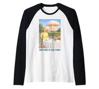 Anytime is Tea Time - 1950s Atomic Bomb Funny Garden Scene Raglan Baseball Tee