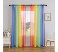 Anytime Rainbow Sheer Curtain Panels for Living Room Elegant Window Treatment Sets Light Filtering Translucent Draperies for Office (2 Panels,W52 x L84inch)