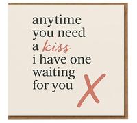 Anytime You Need a Kiss I Have One Waiting for You - Romantic Card for Partner - Love/Anniversary or Valentine’s Day - Minimal Typography Design