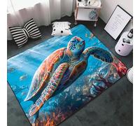 AnYtoy Coastal Sea Turtles Area Rugs Non-Slip Sea Marine Life Rugs Floor Carpet for Living Room Bedroom, 90 x 150 cm