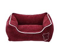 Anyu Rectangular Comfortable Little Dog Bed With Removable Mattress WineRed L