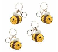 ANYUANKW 4pcs Crochet Bee Keychains Crochet Bees Plush Pendants Knitting 3D Hand Crochet Bumblebee Pendant for Car Key Key Ring Bag Birthday