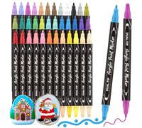 ANYUKE Acrylic Paint Pens 36 Colors, Dual Tip Acrylic Markers with Dot Tip and Fine Tip for Rock Painting, Glass, Paper, Wood, Canvas, Ceramic,Fabric, Leather, Christmas craft supplies