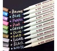 ANYUKE Metallic Marker Pens for Scrapbooking, 10 Fine Tip Glitter Metallic Pens for Black Paper Scrapbook Accessories, Art Craft Supplies for Card Making, DIY Photo Album, Gifts for Teenage Girls