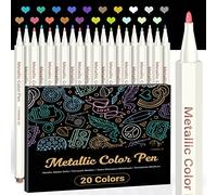 ANYUKE Metallic Marker Pens for Scrapbooking, 20 Fine Tip Glitter Metallic Pens for Black Paper Scrapbook Accessories, Art Craft Supplies for Card Making, DIY Photo Album, Gifts for Teenage Girls