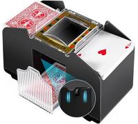ANYVOYAGE Automatic Poker Shuffler Machine with Rubber Silencer, Casino Card Electric Shuffler, Playing Card Shuffler for UNO, Phase 10, Skyjo, Skip Bo Home Card Game (Black&Golden 1-4 Deck)