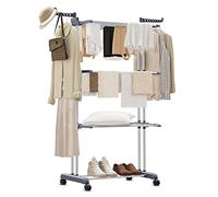 ANYVOYAGE Foldable Drying Rack with 18m Drying Space - Heavy-Duty Indoor/Outdoor Clothes Airer, 3-Tier Expandable Design, 14 Hooks & 40KG Capacity, Rustproof for Garment Protection