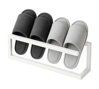 ANYVOYAGE Freestanding Metal Slipper Rack - Modern Shoe Storage Organiser, Space-Saving Shoe Stand for Bathroom, Hallway, Bedroom & Living Room (White)