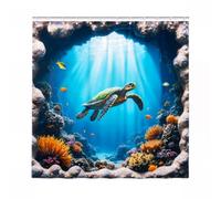 ANYVOYAGE Sea Turtle Underwater Shower Curtain - Ocean Theme Bathroom Curtain with Marine Life Print, 180×180 cm