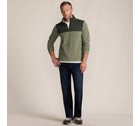 Anyweather Water Repellent Fleece Mixed Media Quarter Zip Pullover lands end Stone L