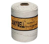 ANYWELL 3, 4, 5, 6mm, Macrame Cord 4mm x 275m, Cotton Cord, Macrame Rope, Corde Macramé, Not Dyed, Handmade Soft 4-Strand Twisted Cotton Rope, Wall Hanging, Plant Hanger, DIY Craft Making, Knitting