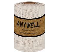ANYWELL 5mm Macrame Cord 100% Natural Cotton (109 Yards) - 4-Strand Twisted Rope for Plant Hangers, Wall Decor | Biodegradable, Undyed, Soft & Strong