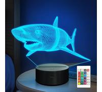 Anywin 3D Shark Lamps Ocean Animal 3D Illusion Nightlights Led Timer Desk Dimmable Table Shark16 Color Changing Lights with Remote Control for Kids Boys Girls Children Holiday Christmas Birthday Gift