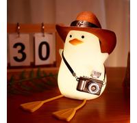 Anywin Cowboy Duck Night Light, Funny Duck Gift with Mini Camera & Hat, Soft Silicone USB Lamp with Timer & Dimmer, Quirky Duck Decor for Kids, Teens, Duck Lovers, Boys, Girls