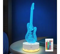 Anywin Electric Guitar Gifts for Guitar Players,Guitar 3D Illusion Lamp with Remote Control & Timer & Dimmer for Home Decor, Gifts for Birthday, Christmas, Granduate for Boys Girls Teens