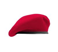 Anywow Men's British Military Berets Leather Sweatband, Adjustbale Army Black Wool Beret, Red, One Size