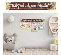 Anyzal Look What We Made Sign With Clips, Sunflower Artwork Display Kids Art Photo Hanging Board, 36x5.4in Kids Art Display for Wall, Christmas Choice