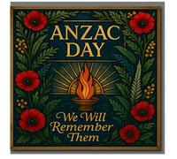 ANZAC Day Remembrance Card - 'We Will Remember Them' with Poppies and Eternal Flame - Memorial Greeting