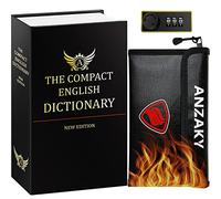 ANZAKY Diversion Book Safe with Combination Lock and Fireproof Money Bag, Secret Portable Metal Safe Box, Water Resistant Fireproof Safe Bag for Valuables Storage