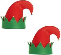 ANZEE® Adult Elf Hat with Jingle Bells Red Green Christmas Party Fancy Dress Accessory for Holiday Celebrations Costume Fun (2)