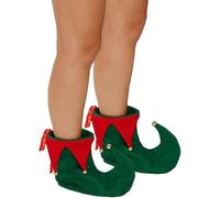 ANZEE Adults Christmas Elf Shoes With Bells - Jester Pixie Boot Shoes Festive Costume Accessory Santa's Helper Party Wear and Cosplay Xmas Unisex Fancy Dress Accessory Red and Green (Red/Green)