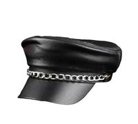 ANZEE Biker Costume with Leather Chain Detail Hat Gold & Silver Aviator Sunglasses Black Studded Fingerless Gloves & Realistic Mustache for Fancy Dress Parties & Riders (Pack of 1: Cap)
