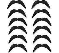 ANZEE Biker Costume with Leather Chain Detail Hat Gold & Silver Aviator Sunglasses Black Studded Fingerless Gloves & Realistic Mustache for Fancy Dress Parties & Riders (Pack of 12: Moustaches)