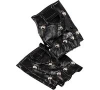ANZEE Biker Costume with Leather Chain Detail Hat Gold & Silver Aviator Sunglasses Black Studded Fingerless Gloves & Realistic Mustache for Fancy Dress Parties & Riders (Pack of 1: Gloves)