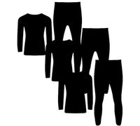ANZEE Boy's Thermal Underwear Set Kids Ultra Soft Moisture Wicking Stretchable Warm Long Johns for Winter Running Skiing and Children Outdoor Activities (Black Pack of 3, 6-7 Years)