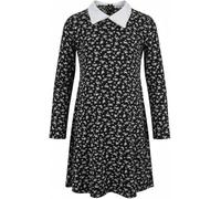 ANZEE® Classic School Girl Costume Plain & Printed Black Dress with Wig, Nail Polish & Face Paint for Spooky Halloween Parties (Adults: Printed Black Dress, 8-14)
