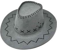 ANZEE Cowboy Hat & Whip Set for Adults Unisex Western Rodeo Costume Accessory Deluxe Suede Look Wild West Rancher Hat for Men & Women Texan Style Party & Cosplay Outfit (Grey Hat, One Size)