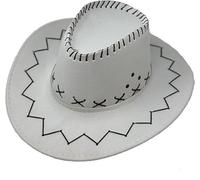 ANZEE Cowboy Hat & Whip Set Unisex Adult Western Rodeo Hat in Suede Look Deluxe Wild West Rancher Style for Men & Women Texan Country Party & Costume Hats (White Hat)