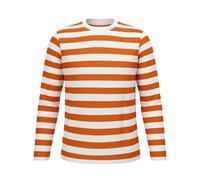 ANZEE® Crew Neck Unisex Stripe Tshirts for Adults & Kids Available in Short & Long Sleeve Perfect for Casual School & Everyday Wear (M-Org & Wht Ful SLV)