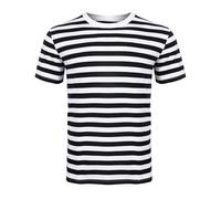 ANZEE DISCOVER THE NEW YOU Men Women's Striped T-Shirt Unisex Crew Neck Short Sleeve Stripes T-Shirt Cotton Top Round Neck Kids Casual Crewneck Summer Wears White/Black 13 Years