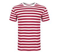 ANZEE DISCOVER THE NEW YOU Men Women's Striped T-Shirt Unisex Crew Neck Short Sleeve Stripes T-Shirt Cotton Top Round Neck Kids Casual Crewneck Summer Wears White/Red 13 Years