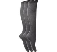 ANZEE DISCOVER THE NEW YOU PACK OF 3 KNEE HIGH SOCKS SOFT RICH PLAIN COTTON CHILDREN KIDS SCHOOL WORK CASUAL FOR BOYS AND GIRLS UK SIZE 4 to 12-3½ (12-3½, Grey)