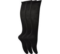 ANZEE DISCOVER THE NEW YOU PACK OF 3 KNEE HIGH SOCKS SOFT RICH PLAIN COTTON CHILDREN KIDS SCHOOL WORK CASUAL FOR BOYS AND GIRLS UK SIZE 4 to 12-3½ (12-3½, Black)