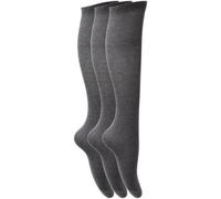 ANZEE DISCOVER THE NEW YOU PACK OF 3 KNEE HIGH SOCKS SOFT RICH PLAIN COTTON CHILDREN KIDS SCHOOL WORK CASUAL FOR BOYS AND GIRLS UK SIZE 4 to 12-3½ (4-6, Grey)