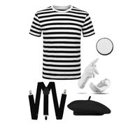 ANZEE® Fun Shack Artist Mime Costume for Men French Mime Costume is Best for Fancy Dress Theme Parties for Adults (One Colour, L)