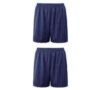 ANZEE Kids PE Shorts Children's Unisex Shadow Stripe Gym Sports Games Summer Shorts - Boys Girls Drawstring Elastic Waist Football Cycling Sports Bottom (11-12 2P NBlu)