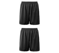 ANZEE Kids PE Shorts Children's Unisex Shadow Stripe Gym Sports Games Summer Shorts - Boys Girls Drawstring Elastic Waist Football Cycling Sports Bottom (3-4 2P Blk)