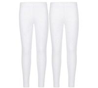 ANZEE Kids Plain Leggings Girls Teen Basic Stretchy Full Length Long Legging Pants for Everyday Perfect for School, Travel, Sports UK Size 5-13 (UK, Age, 5 Years, 6 Years, White Pack of 2)