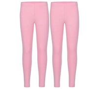 ANZEE Kids Plain Leggings Girls Teen Basic Stretchy Full Length Long Legging Pants for Everyday Perfect for School, Travel, Sports UK Size 5-13 (UK, Age, 7 Years, 8 Years, Baby Pink Pack of 2)