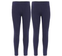 ANZEE Kids Plain Leggings Girls Teen Basic Stretchy Full Length Long Legging Pants for Everyday Perfect for School, Travel, Sports UK Size 5-13 (UK, Age, 7 Years, 8 Years, Navy Blue Pack of 2)