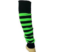 ANZEE Kids Stripe Leg Warmers Stay Warm & Stylish Girls Knitted Ankle Children Legwarmer for Book Week Christmas School Dance Party Wear Sports Yoga Accessories (Green Black, One Size)