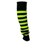 ANZEE Kids Stripe Leg Warmers Stay Warm & Stylish Girls Knitted Ankle Children Legwarmer for Book Week Christmas School Dance Party Wear Sports Yoga Accessories (Neon Yellow & Black, One Size)