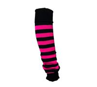 ANZEE Kids Stripe Leg Warmers Stay Warm & Stylish Girls Knitted Ankle Children Legwarmer for Book Week Christmas School Dance Party Wear Sports Yoga Accessories (Pink Black, One Size)